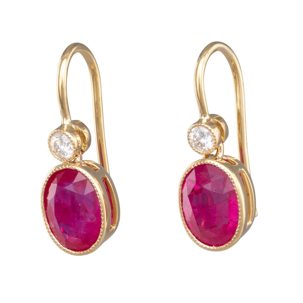 Burmese Ruby & Diamond Earrings