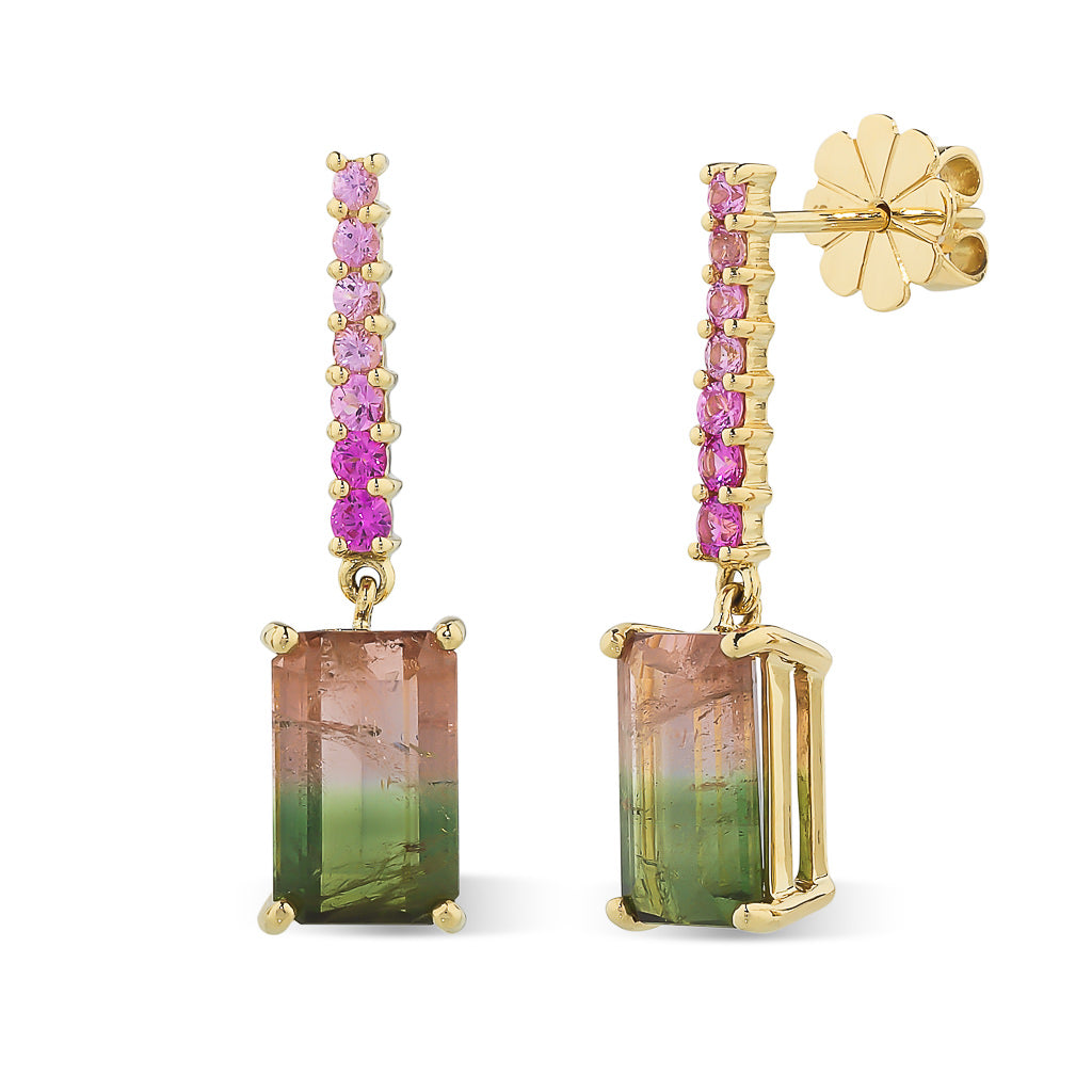Tourmaline & Pink Sapphire Earrings