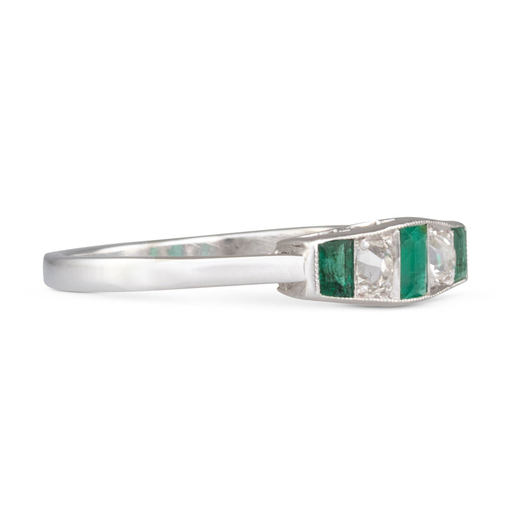 Emerald and Diamond Five Stone Ring
