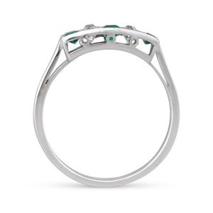 Emerald and Diamond Five Stone Ring
