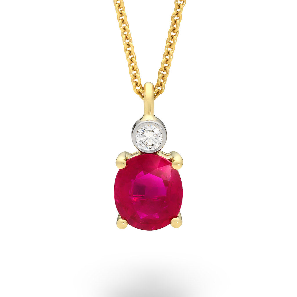 Burmese Ruby and Diamond Pendant