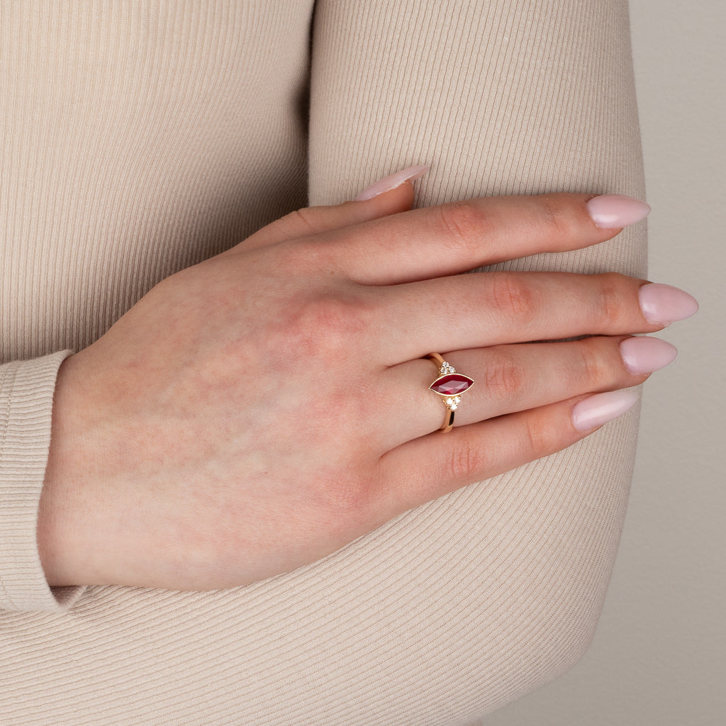 Burmese Marquise Ruby Ring