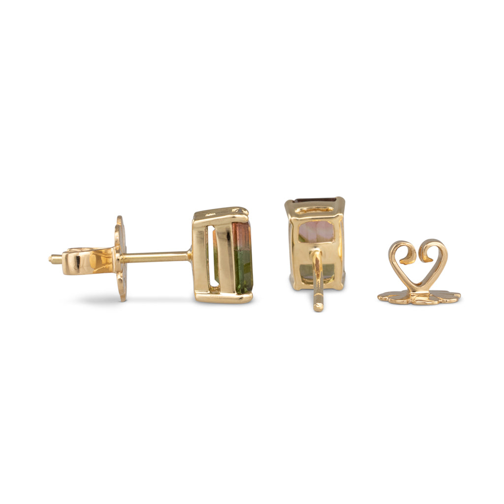 Bi Colour Tourmaline Stud Earrings