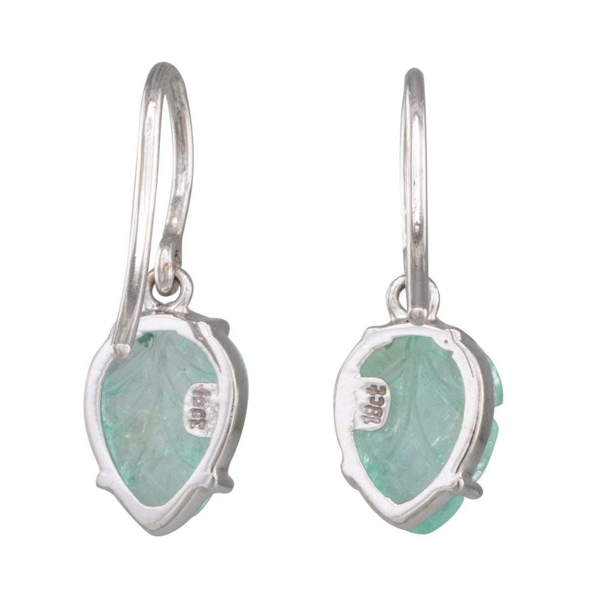 Carved Emerald Leaf Earrings