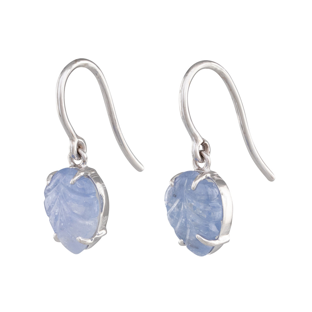 Carved Sapphire Leaf Earrings