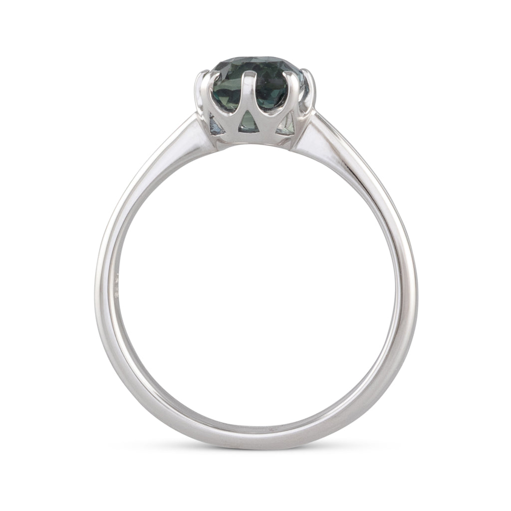 Unheated Blue Green Sapphire Ring