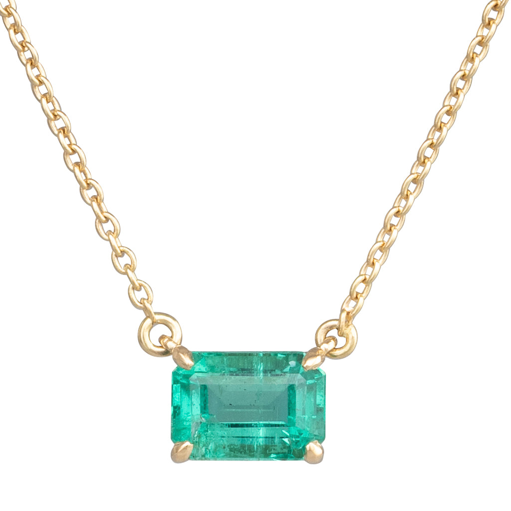 Emerald Cut Emerald Pendant