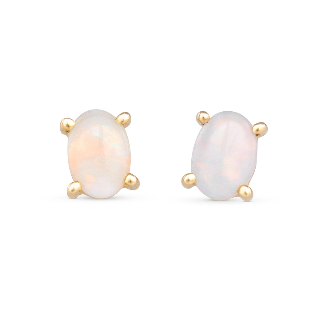 White Opal Stud Earrings