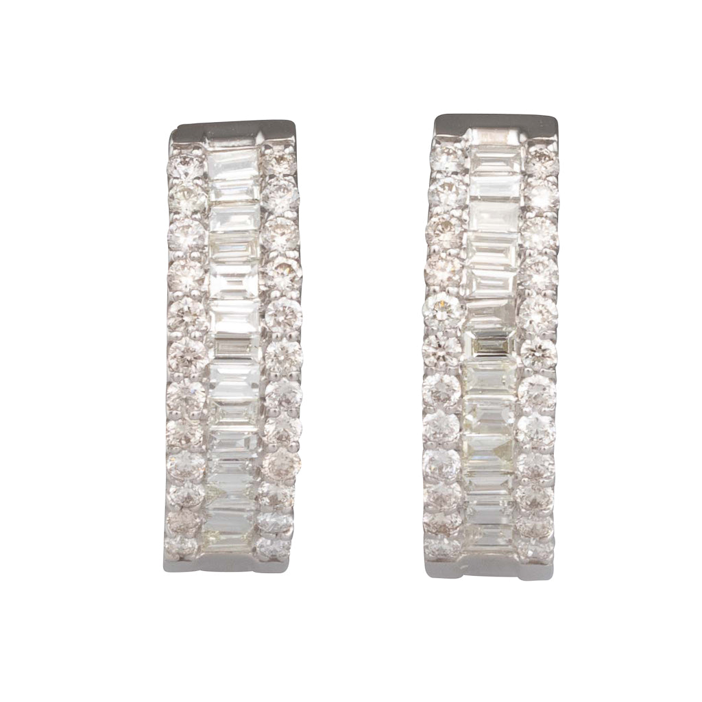 Platinum & Diamond Hoop Earrings