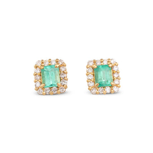Emerald & Diamond Stud Earrings