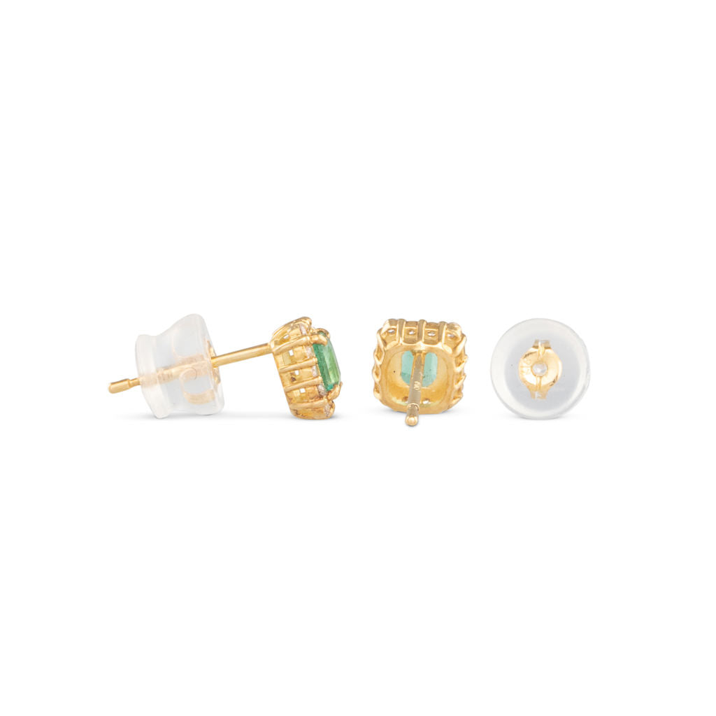 Emerald & Diamond Stud Earrings