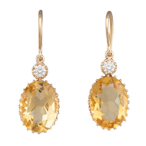 Citrine & Diamond Drop Earrings