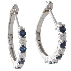 Sapphire and Diamond Hoops