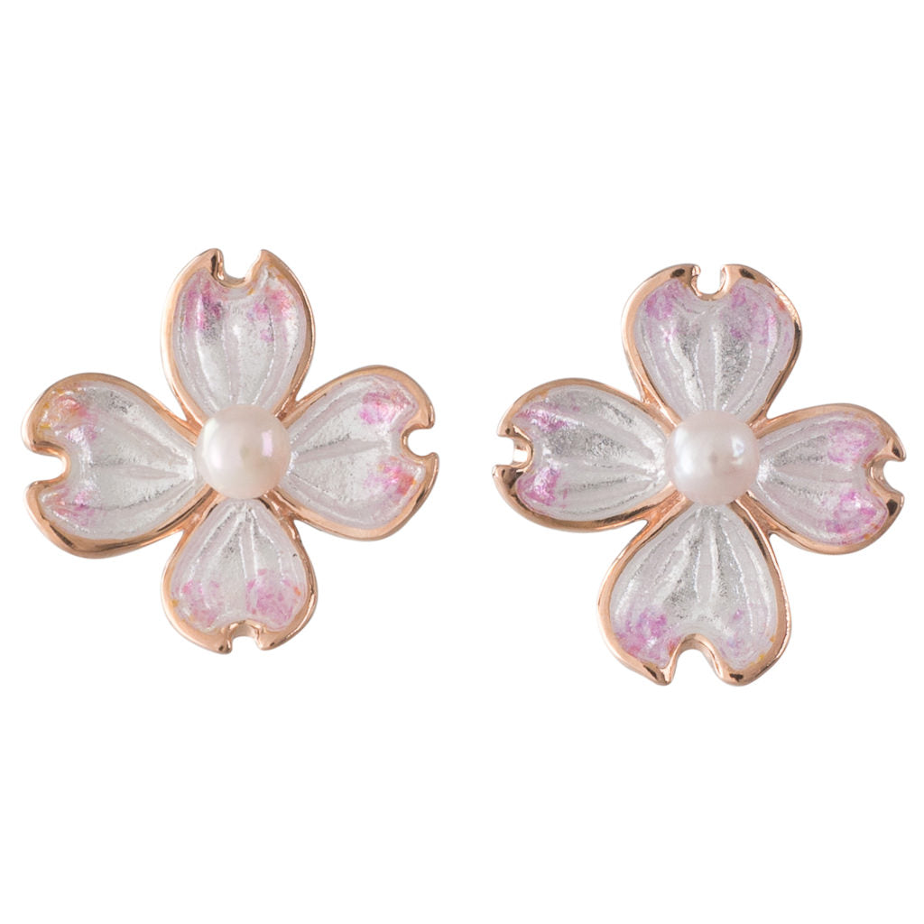 Pink & White Akoya Enamel Studs