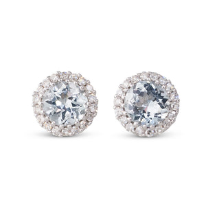 Aquamarine & Diamond Stud Earrings