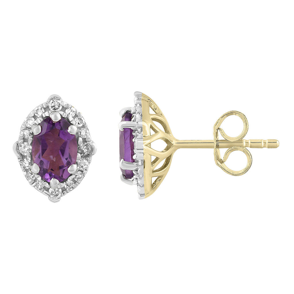 Amethyst & Diamond Studs