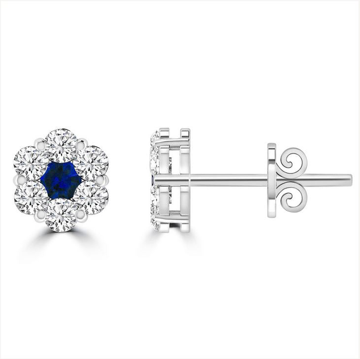 Sapphire and Diamond Cluster Studs
