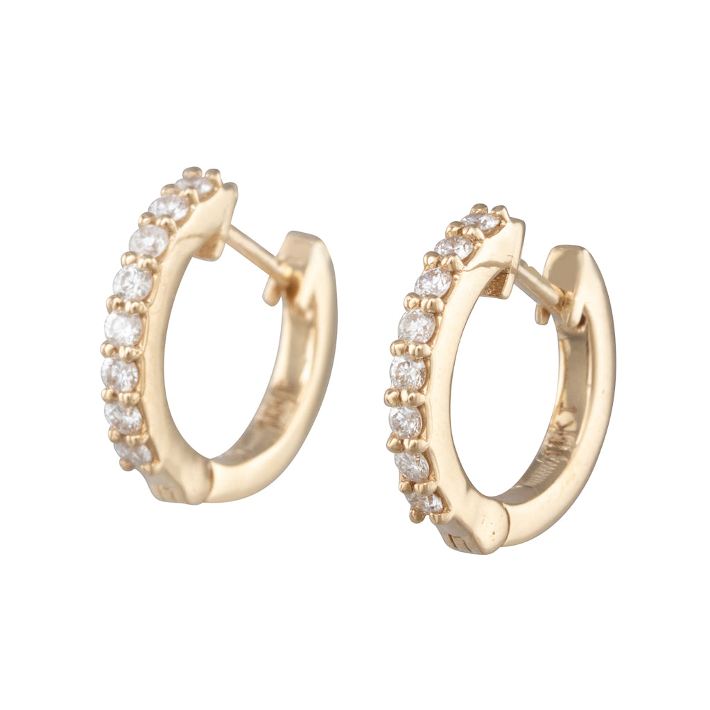 Yellow Gold Diamond Huggies