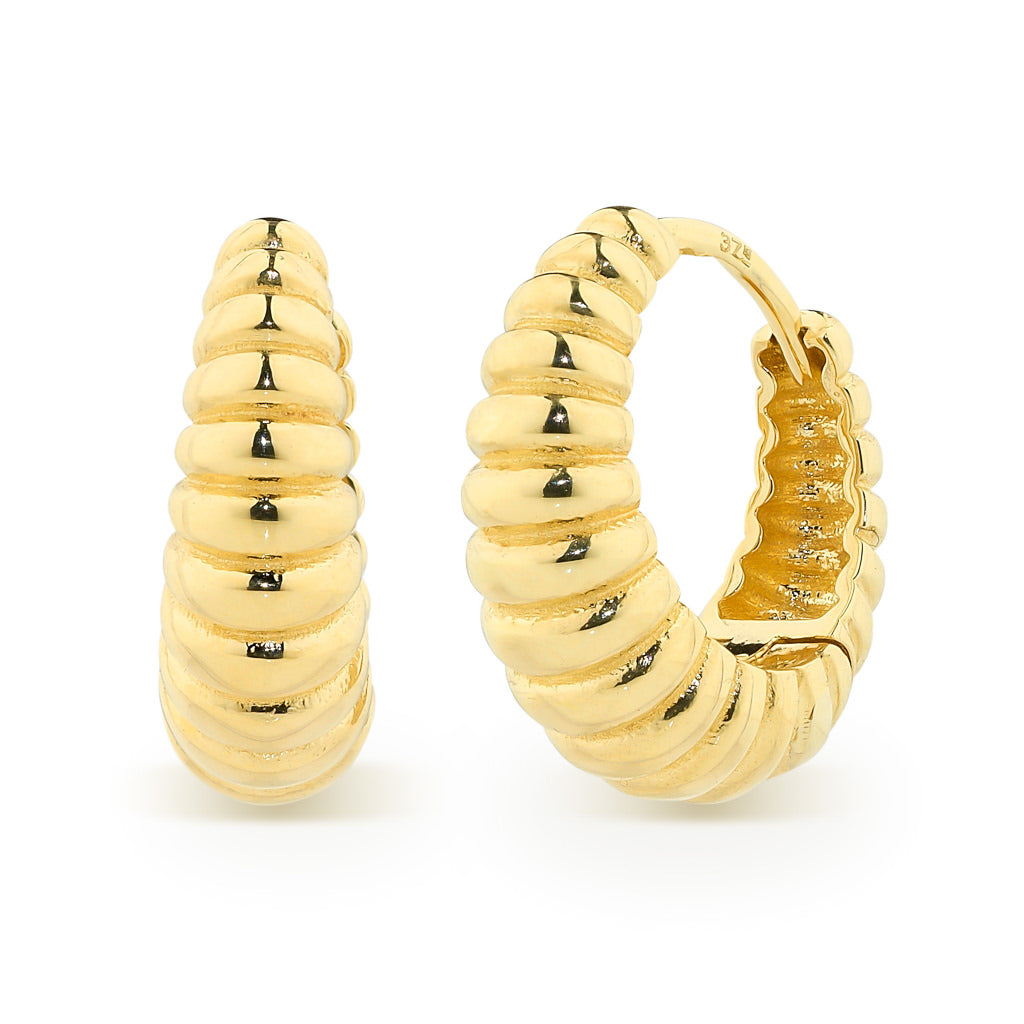 Textured Yellow Gold Hoops