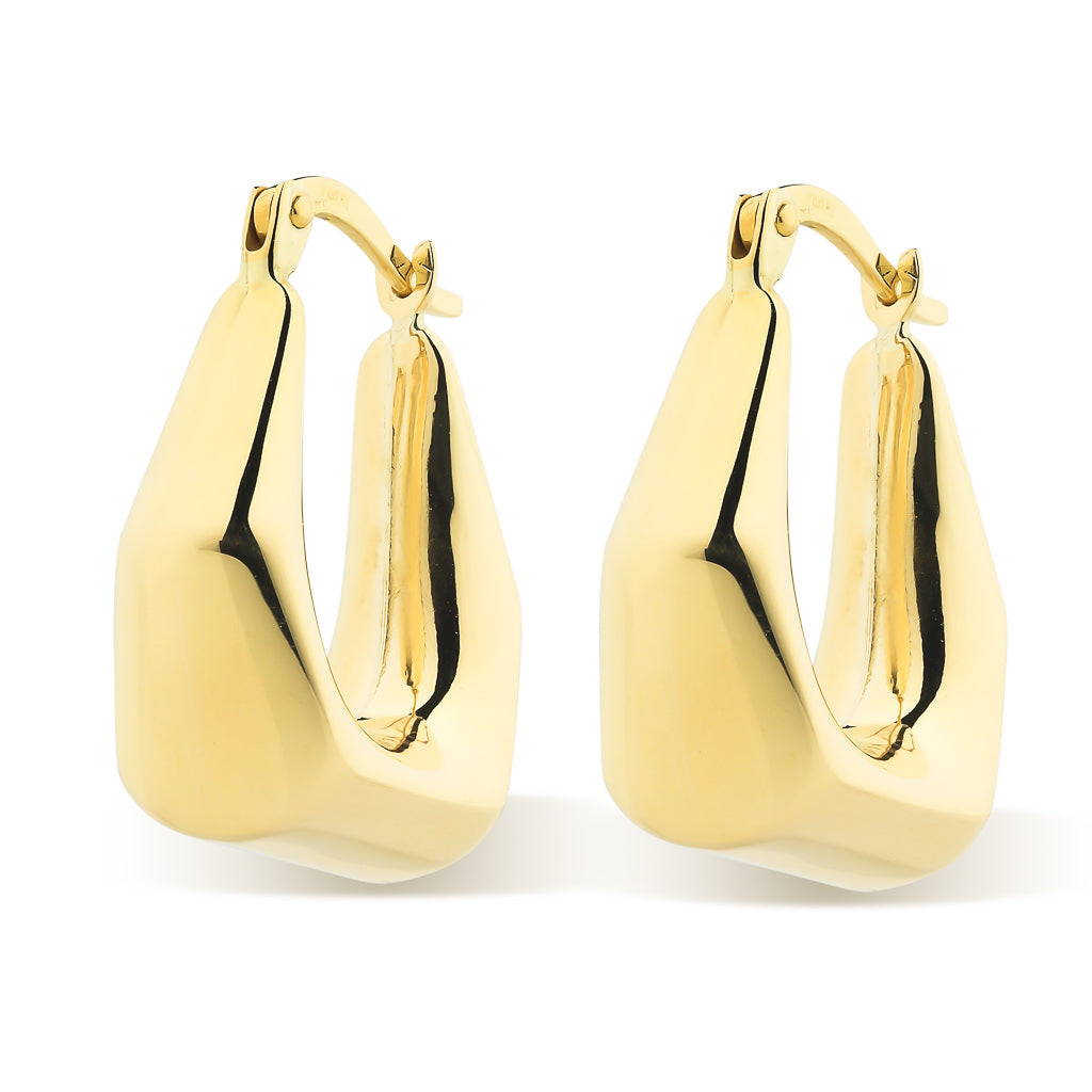 9ct Hexagonal Hoop Earrings