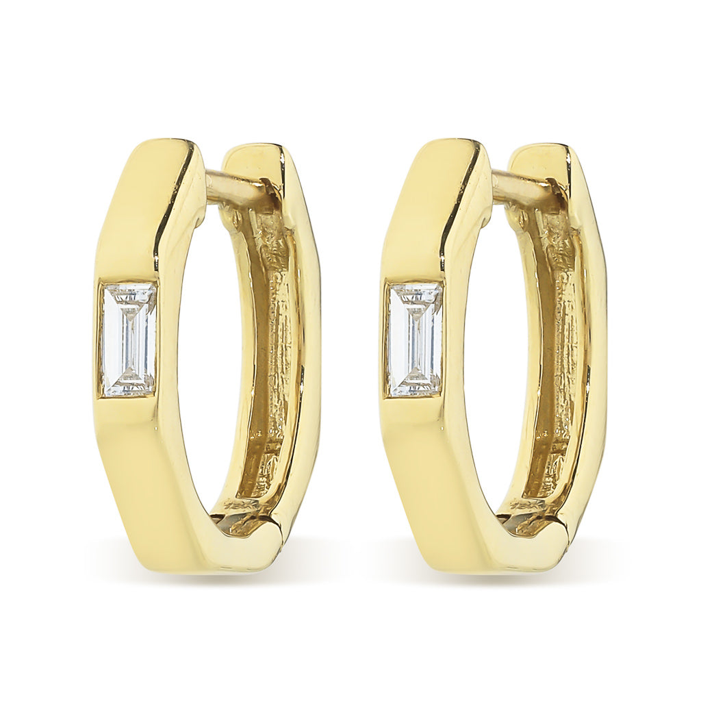 Hoops with Baguette Diamond