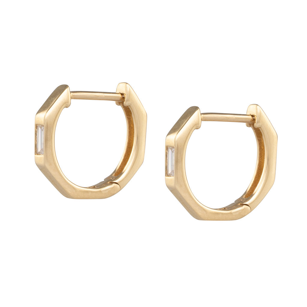 Hoops with Baguette Diamond