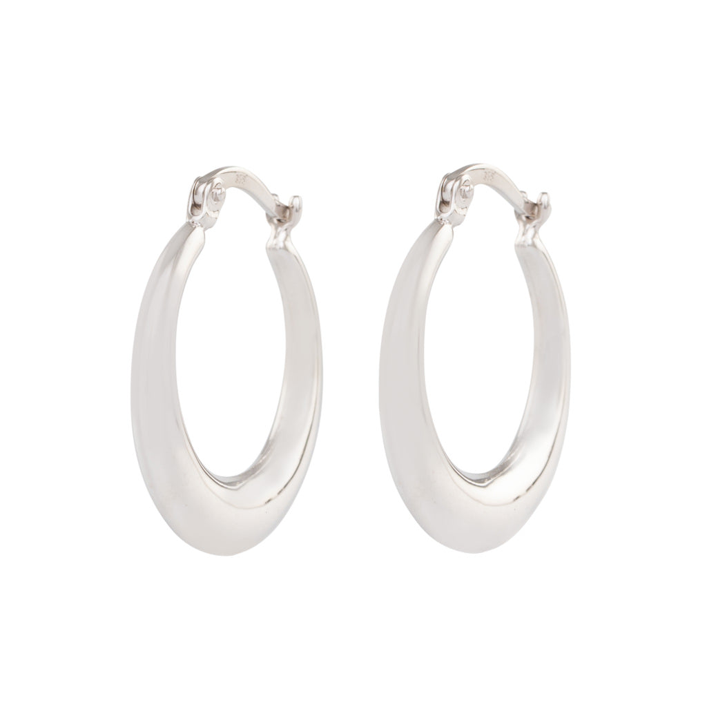 White Gold Polished Hoop Earrings