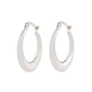 White Gold Polished Hoop Earrings