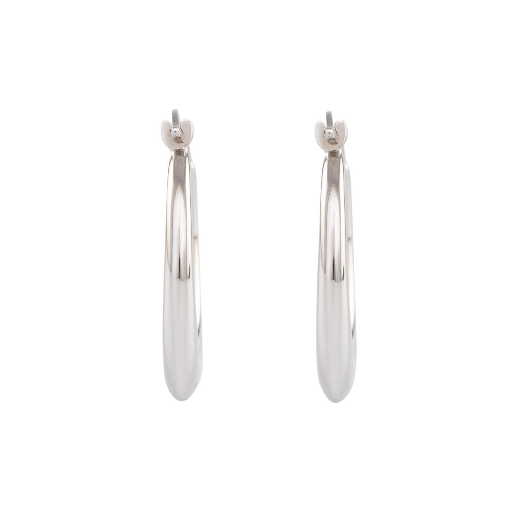White Gold Polished Hoop Earrings