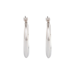 White Gold Polished Hoop Earrings