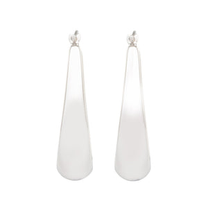 Elongated White Gold Hoop Earrings