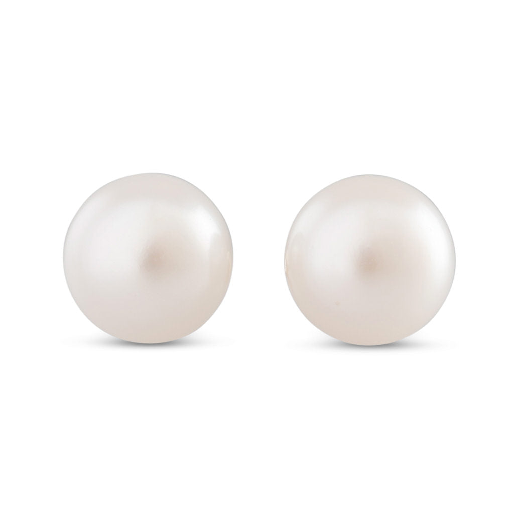 Button White Freshwater Studs