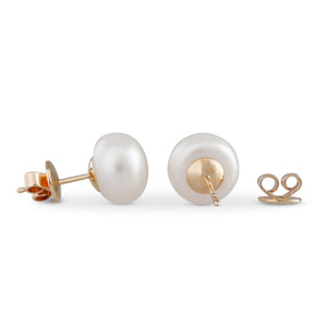 Button White Freshwater Studs