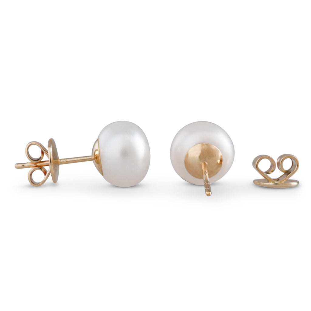 8.5mm Button White Freshwater Studs