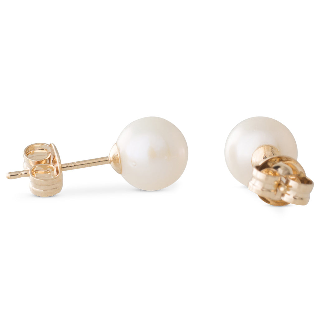7mm Round White Freshwater Studs