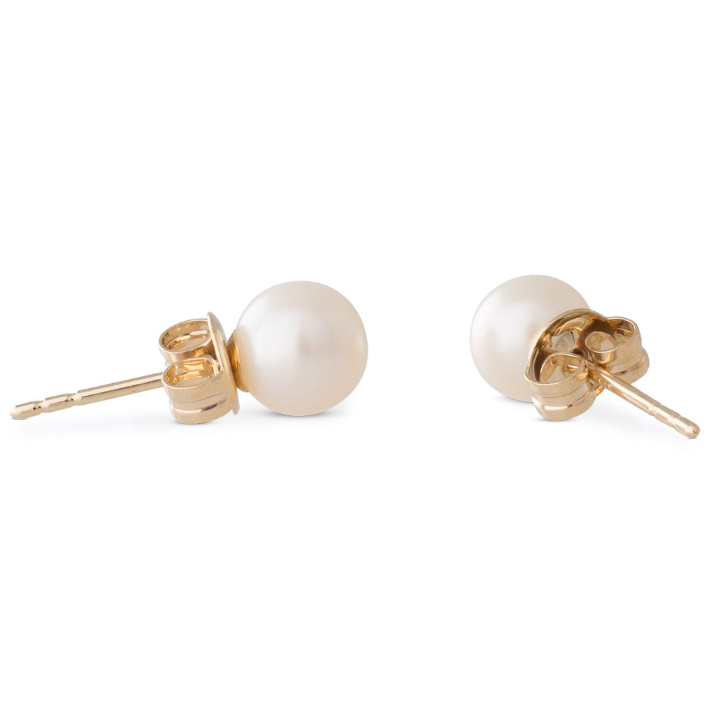 6mm Round White Freshwater Studs
