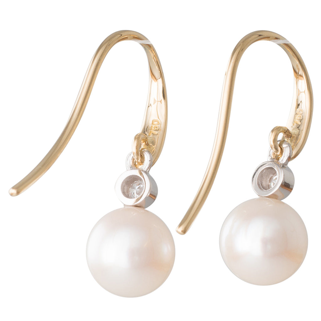 Akoya Pearl & Diamond Hook Earrings