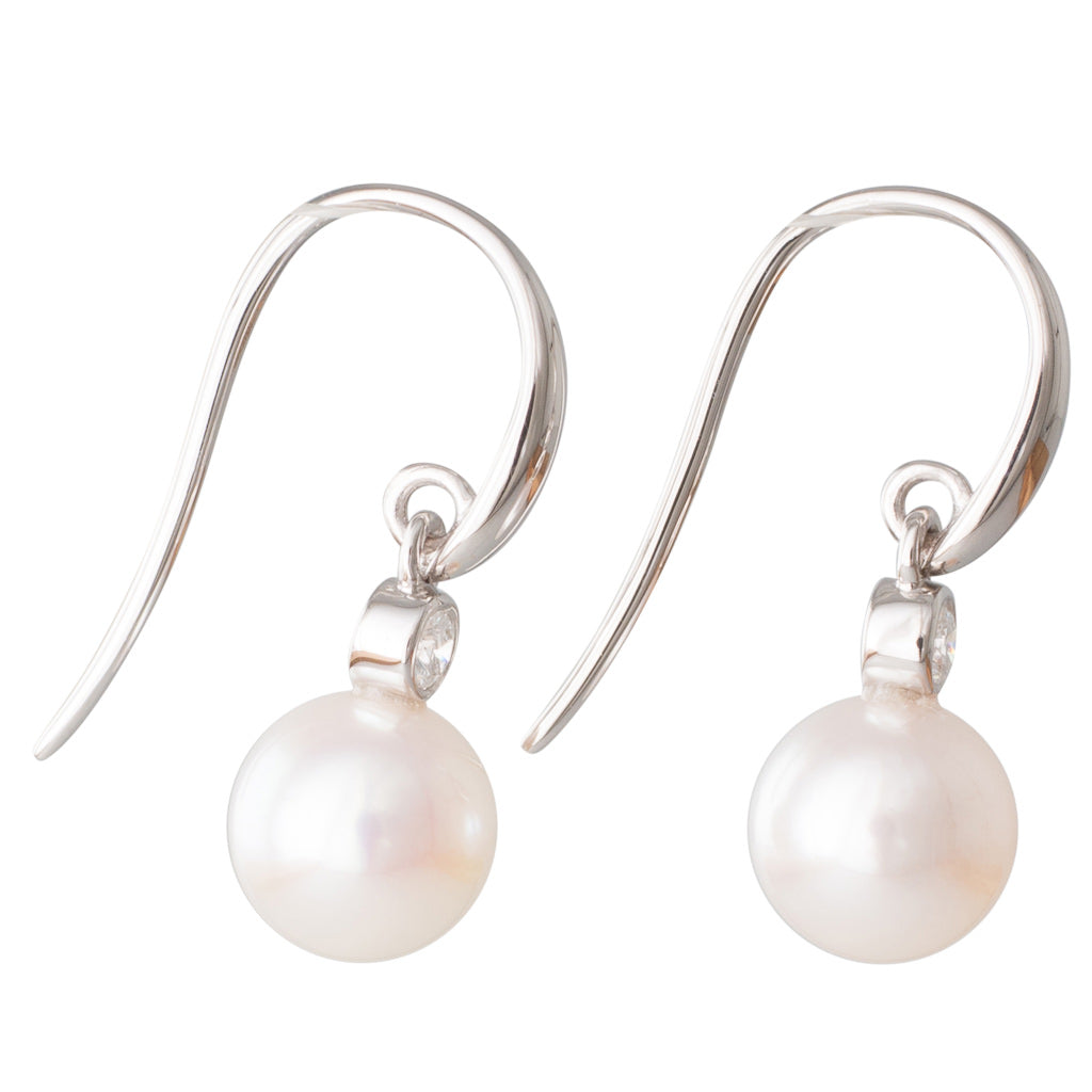 Akoya Pearl & Diamond Hook Earrings