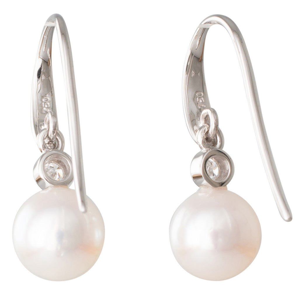 Akoya Pearl & Diamond Hook Earrings