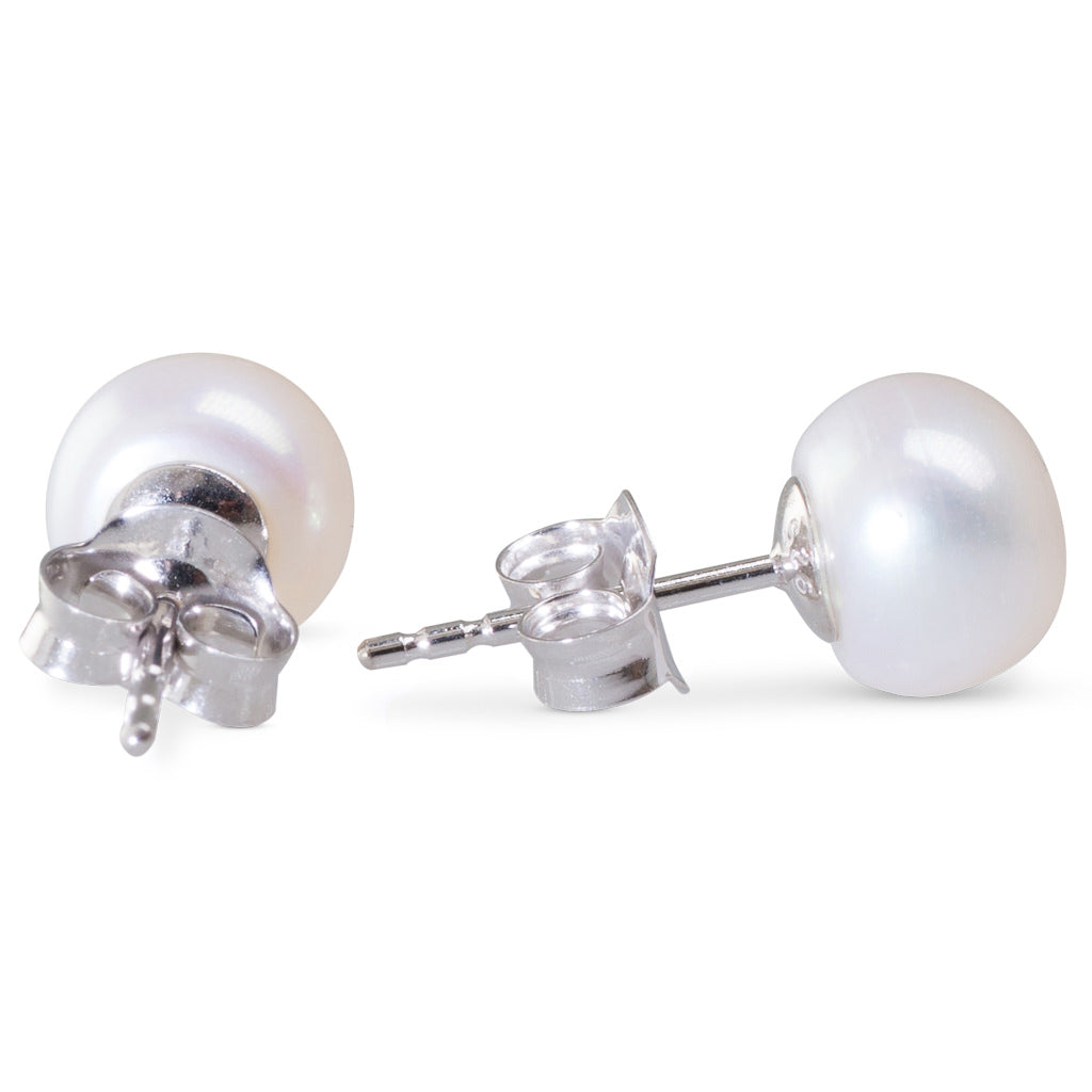 7mm Button White Freshwater Studs