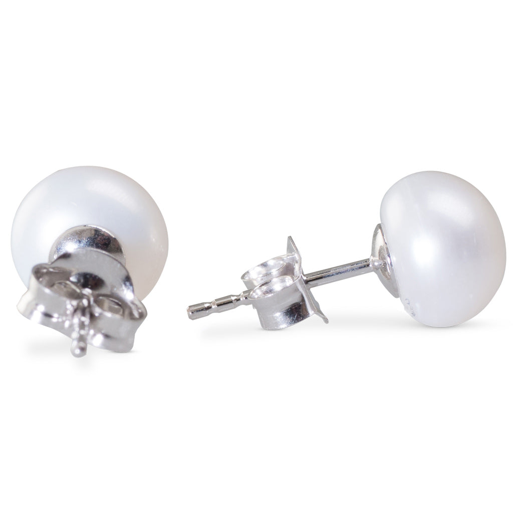 8mm Button White Freshwater Studs