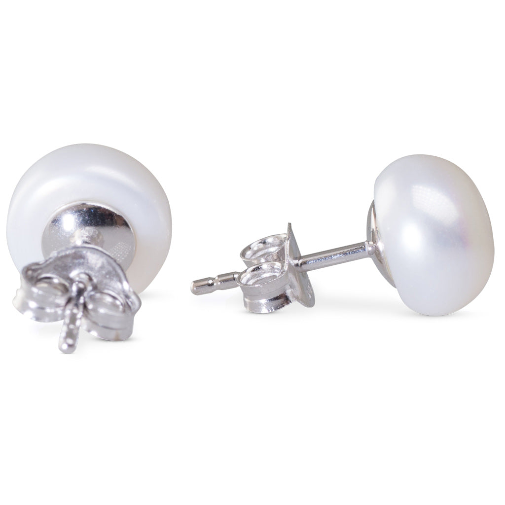 9mm Button White Freshwater Studs