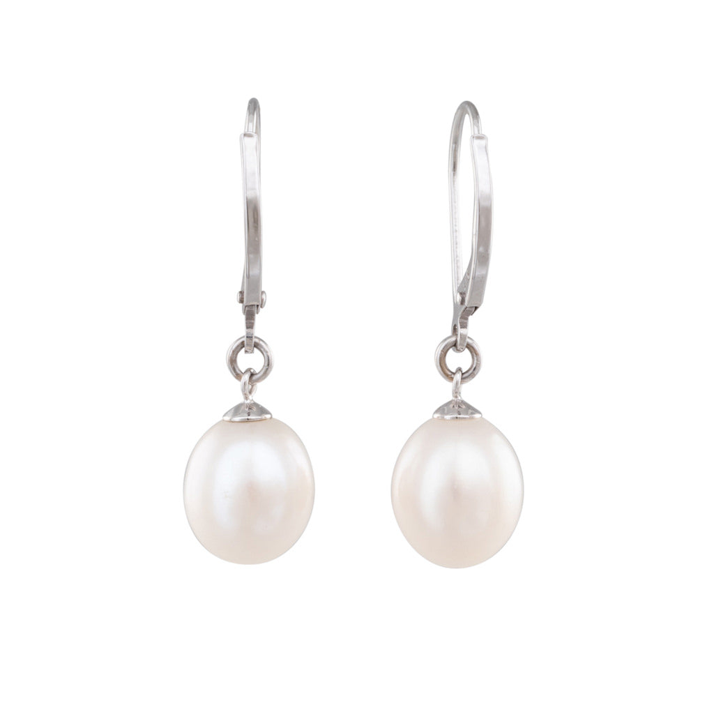 9mm White Freshwater Hook Earrings