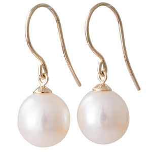White Freshwater Hook Earrings 9mm