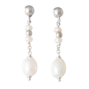 Freshwater Silver Ball Drop Studs