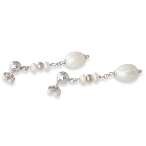 Freshwater Silver Ball Drop Studs