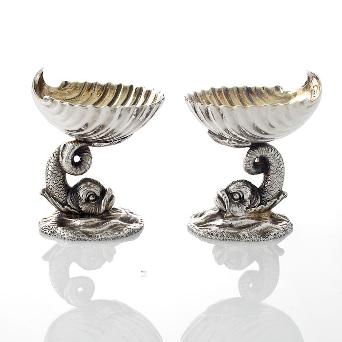 Pair Dolphin Footed Salts
