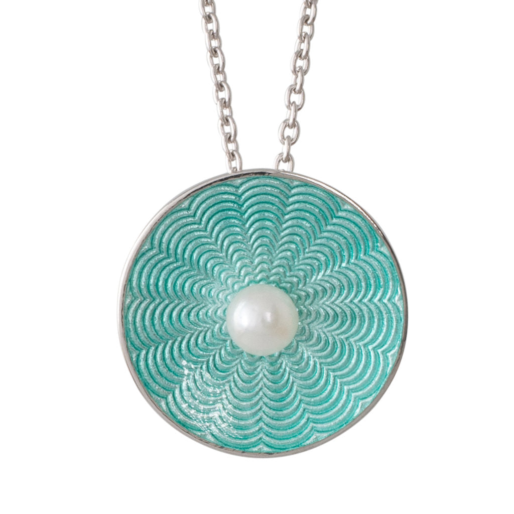 Green Enamel Akoya Pearl Pendant