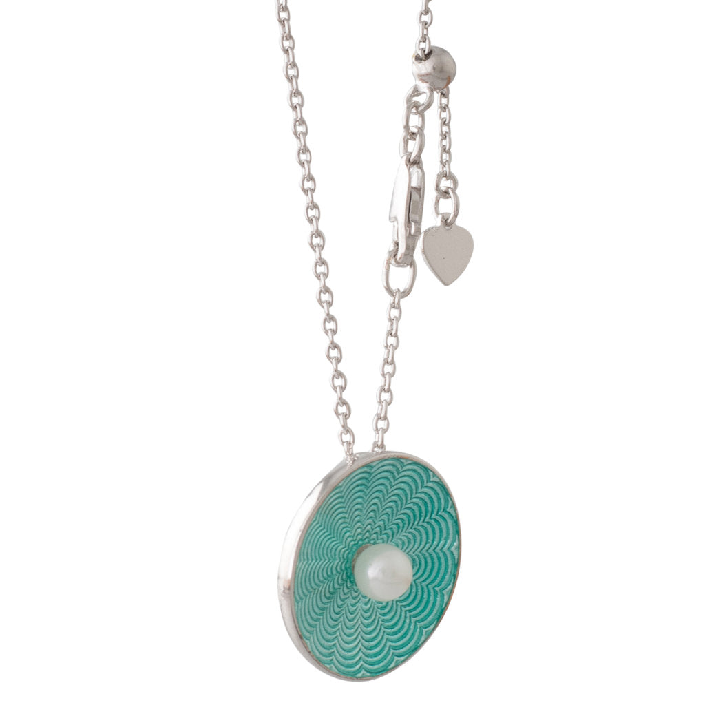 Green Enamel Akoya Pearl Pendant