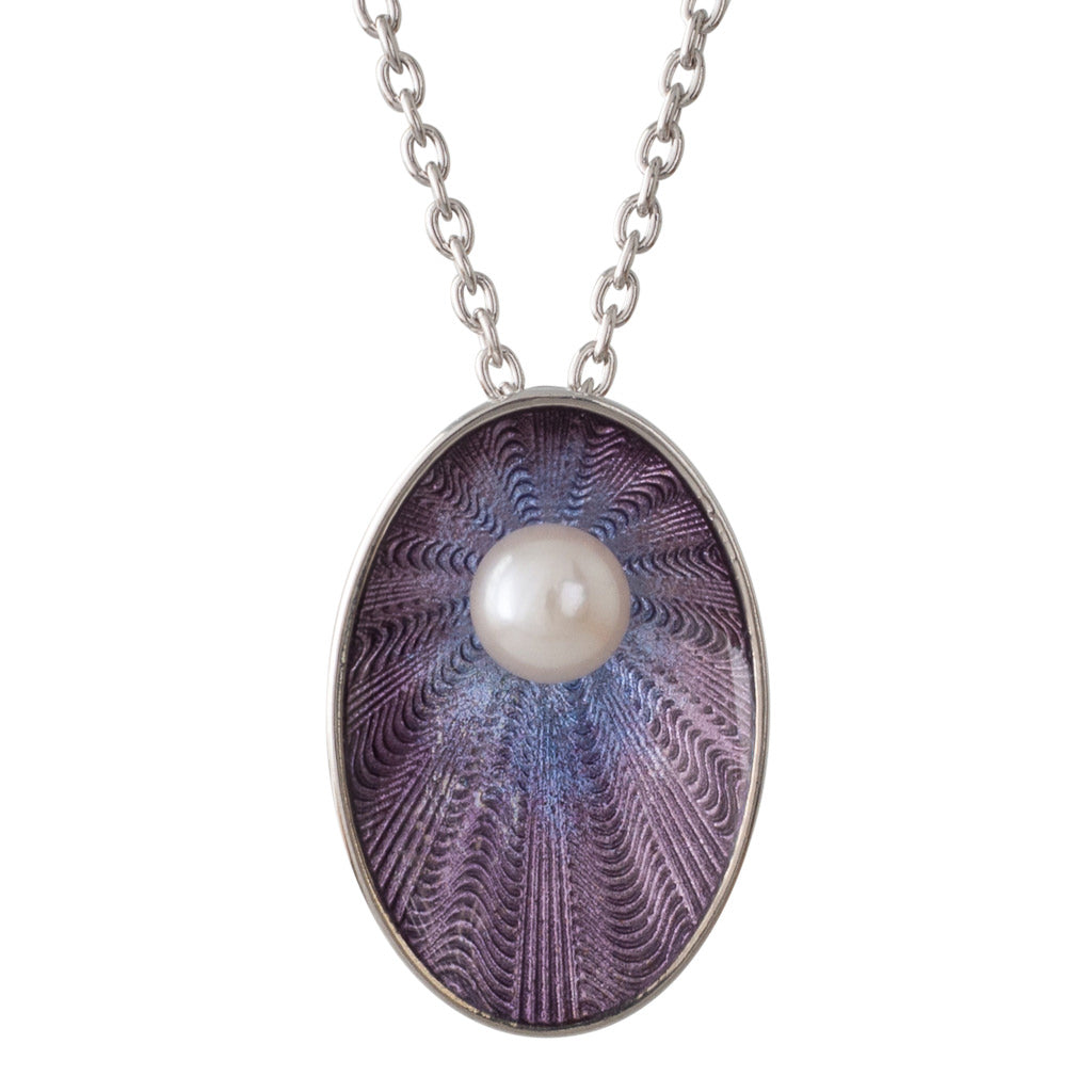 Plum Enamel & Akoya Pendant